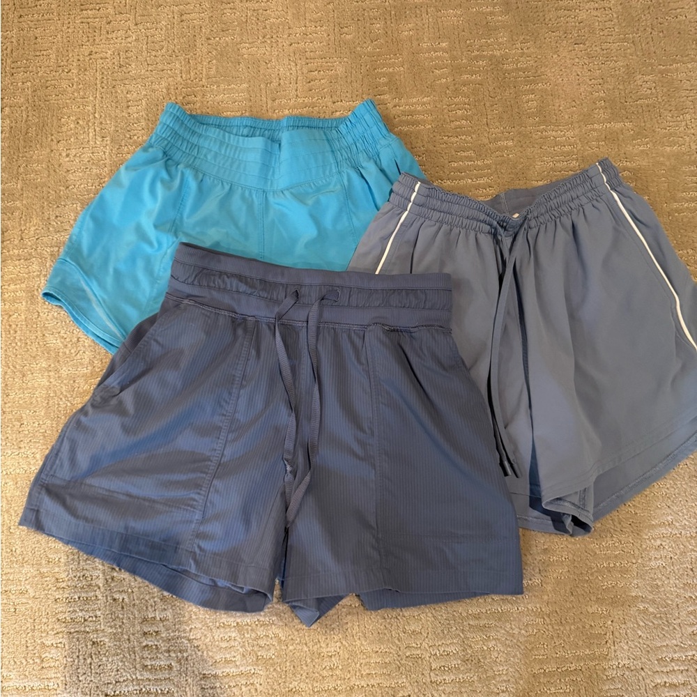 Lulu lemon size 2 Set of Three Athletic Shorts in Blue and Gray